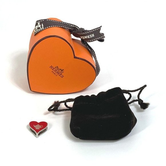 HERMES Heart motif Tea time Twilly ring Scarf ring Metal Red - Picture 7 of 7